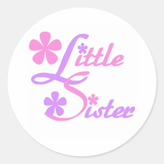 Roze kleine zuster ronde sticker (Voorkant)
