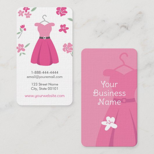 Roze klep met verdieping Verticaal Visitekaartje (Voorkant / Achterkant)