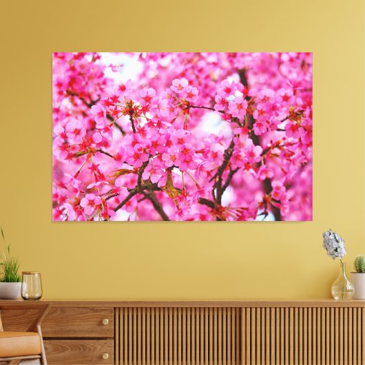 Roze kleur Cherry Blossom Canvas Afdruk (Insitu (Woonkamer))