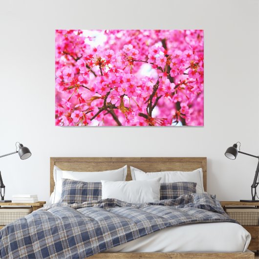 Roze kleur Cherry Blossom Canvas Afdruk (Insitu (Slaapkamer))