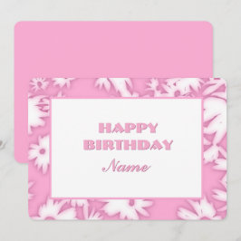 Roze Kleur Me Daisies Verjaardag Kaart