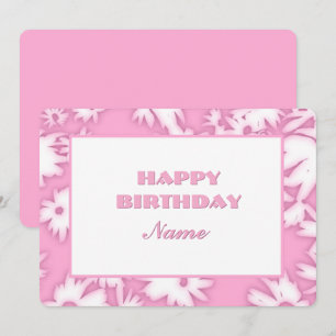 Roze Kleur Me Daisies Verjaardag Kaart