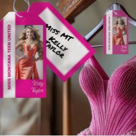 Roze Kleur Pop Aangepaste Foto Labels Cadeaulabel
