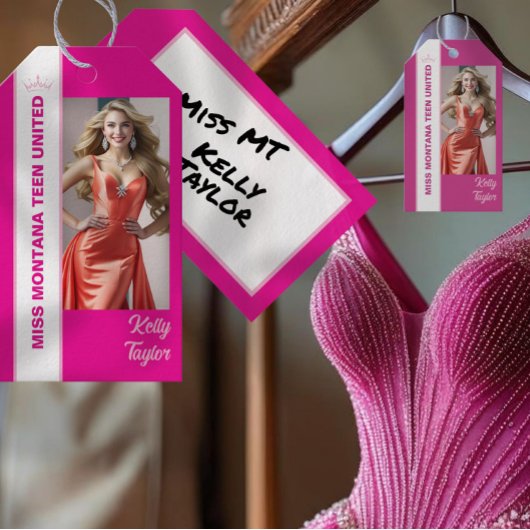 Roze Kleur Pop Custom Foto Labels Cadeaulabel