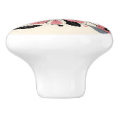 Roze kleur pop floral keramische knop (Zijkant)