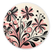 Roze kleur pop floral keramische knop (Voorkant)