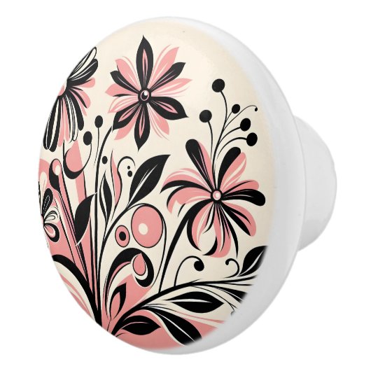 Roze kleur pop floral keramische knop (Rechts)