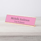 Roze Kleur Professioneel Moderne Vlakte Bureau Naambordje (Voorkant)