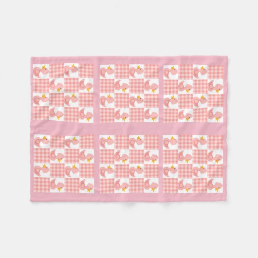 Roze Kleur Quilt Duckies Design Fleece Deken (Voorkant (Horizontaal))