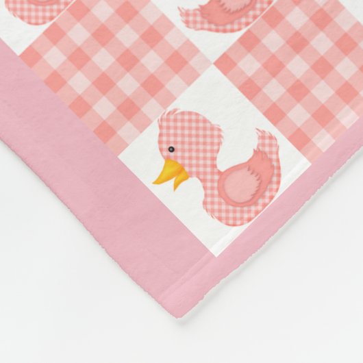 Roze Kleur Quilt Duckies Design Fleece Deken (Hoek)