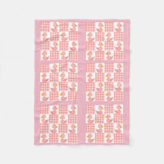 Roze Kleur Quilt Duckies Design Fleece Deken (Voorkant)