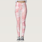 Roze, kleurbaar wolkenpatroon, warm roze en wit leggings (Voorkant)