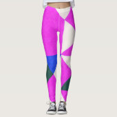 Roze kleurblok Abstracte kunst Leggings (Voorkant)