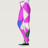 Roze kleurblok Abstracte kunst Leggings (Links)