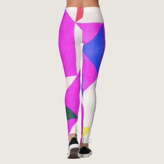 Roze kleurblok Abstracte kunst Leggings (Achterkant)