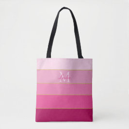 Roze kleuren blok gepersonaliseerd tote bag