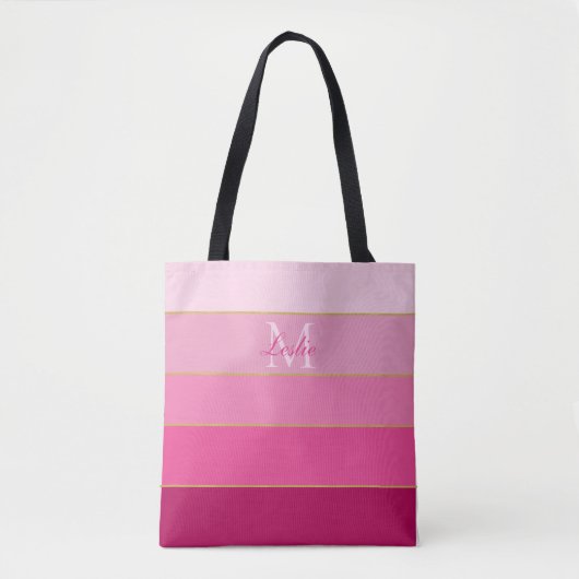 Roze kleuren blok gepersonaliseerd tote bag (Voorkant)