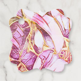 roze kleuren en faux goudbloem bedankjes labels