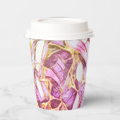  roze kleuren en faux goudbloem papieren bekers (Links)