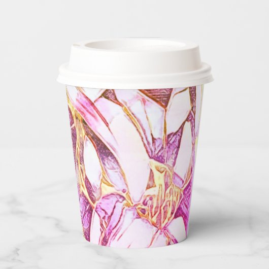  roze kleuren en faux goudbloem papieren bekers (Achterkant)