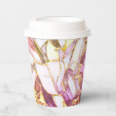  roze kleuren en faux goudbloem papieren bekers (Voorkant)