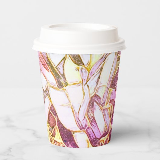  roze kleuren en faux goudbloem papieren bekers (Voorkant)