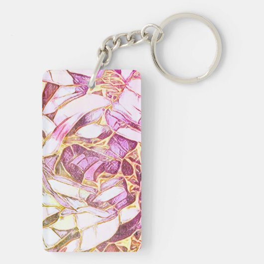  roze kleuren en faux goudbloem sleutelhanger (achterkant)