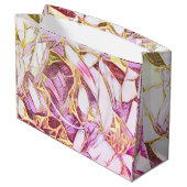 roze kleuren en faux gouden bloemen groot cadeauzakje (Achterkant Gekanteld)