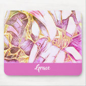 roze kleuren en faux gouden bloemenmonogram muismat (Voorkant)