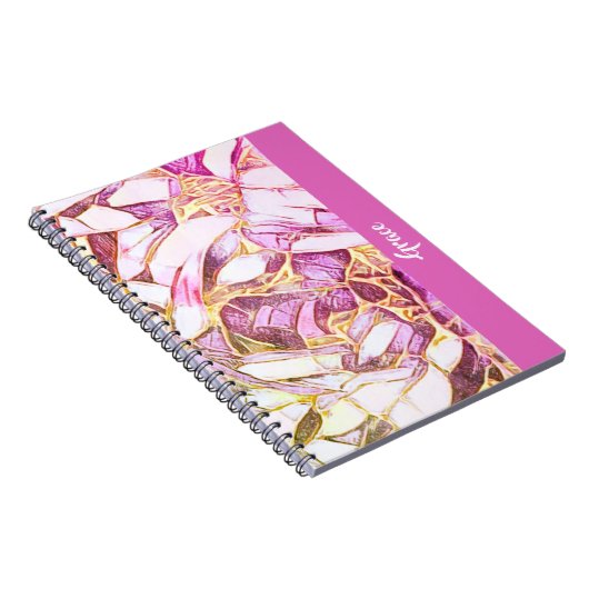  roze kleuren en faux gouden bloemenmonogram notitieboek (Rechterzijde)