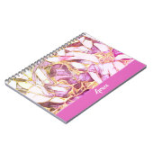  roze kleuren en faux gouden bloemenmonogram notitieboek (Linkerzijde)