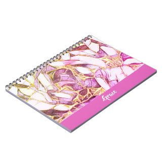  roze kleuren en faux gouden bloemenmonogram notitieboek