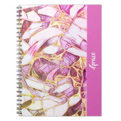  roze kleuren en faux gouden bloemenmonogram notitieboek (Voorkant)