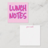 Roze kleurenblok Lunch Notes Informatiekaartje (Voorkant / Achterkant)