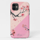 Roze kleurenblok met kersenbloesem Case-Mate iPhone case (Achterkant)