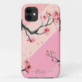 Roze kleurenblok met kersenbloesem Case-Mate iPhone case