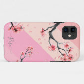 Roze kleurenblok met kersenbloesem Case-Mate iPhone case (Achterkant (horizontaal))