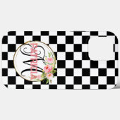 Roze kleurenmonogram zwart-wit gerangschikt Case-Mate iPhone case (Achterkant (horizontaal))