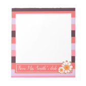 Roze kleurenpalet leraar Notitieblok met Daisies (Voorkant)