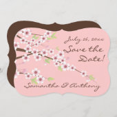 Roze/Kleurig Save the Date met Kersenbloesem (Voorkant / Achterkant)