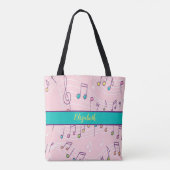 roze kleurige muzieknoot tote bag (Achterkant)