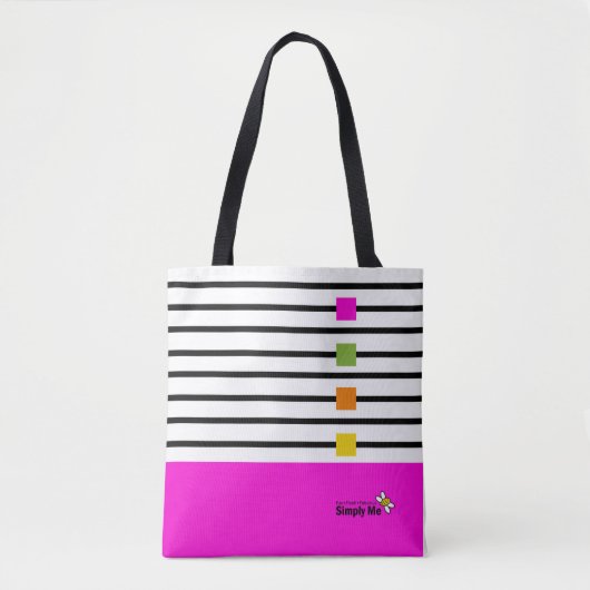 Roze kleurige strepen tote bag (Voorkant)