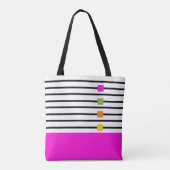 Roze kleurige strepen tote bag (Achterkant)