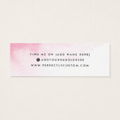 Roze kleurkaart voor logo, oorenkaart mini visitekaartjes (Achterkant)