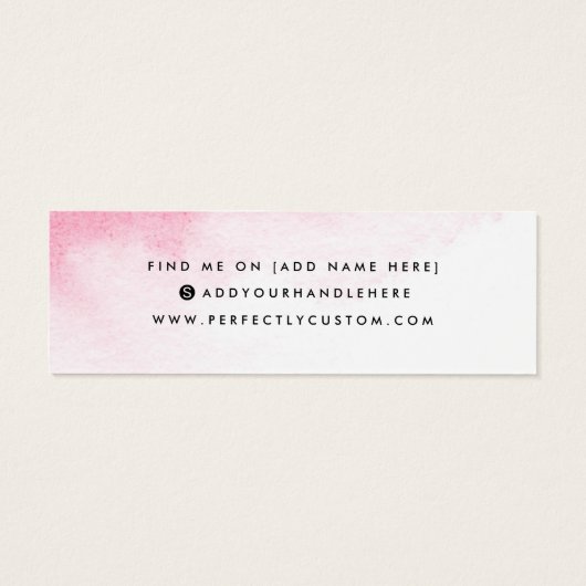 Roze kleurkaart voor logo, oorenkaart mini visitekaartjes (Achterkant)