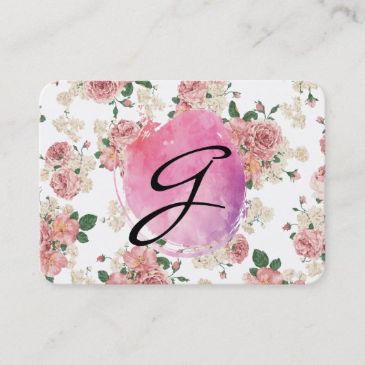 Roze kleurmonogram Florentijn Visitekaartje (Voorkant)