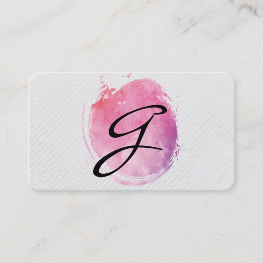 Roze kleurmonogram strips en textuur visitekaartje (Voorkant)