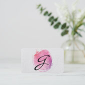 Roze kleurmonogram strips en textuur visitekaartje (Staand voorkant)