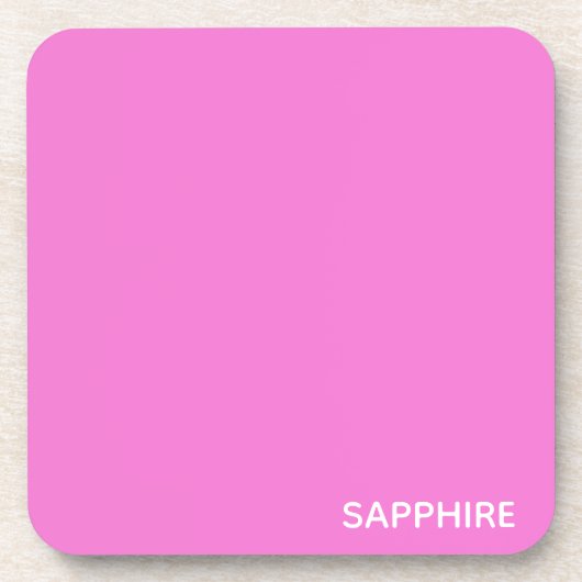 Roze kleurnaam saffier bier onderzetter (Voorkant)