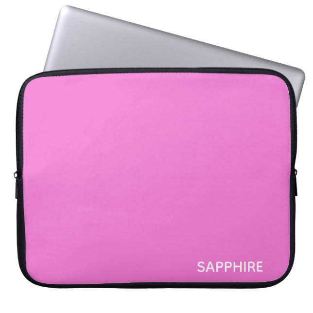 Roze kleurnaam saffier laptop sleeve (Voorkant)